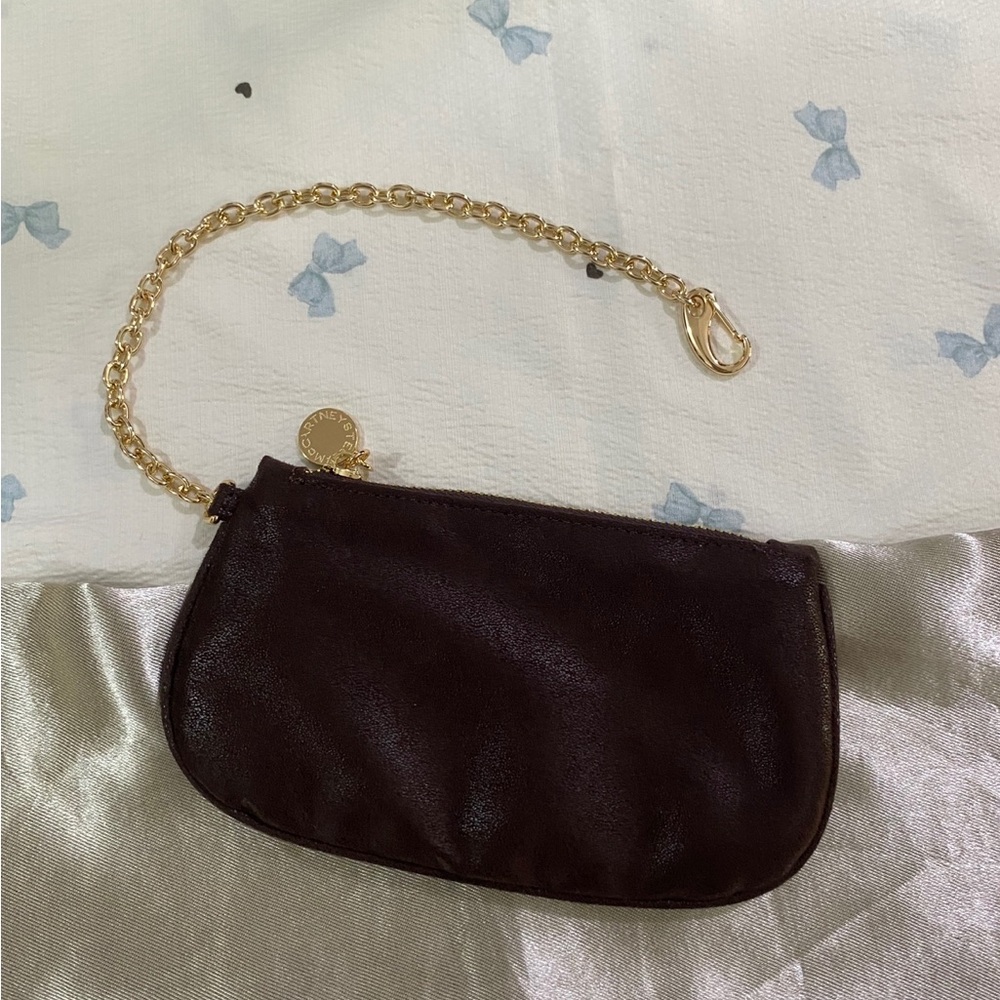 Stella McCartney Dark Brown Faux-Leather Tote with Gold Chain Trim - Picture 9 of 10